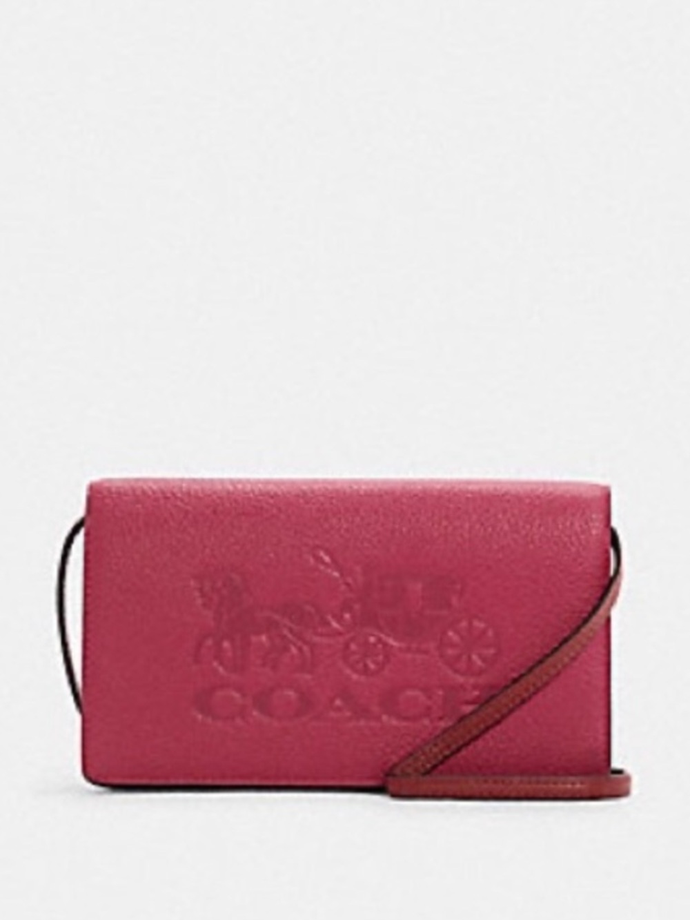 Coach Pebbled Leather Embossed Crossbody - Rose Pink